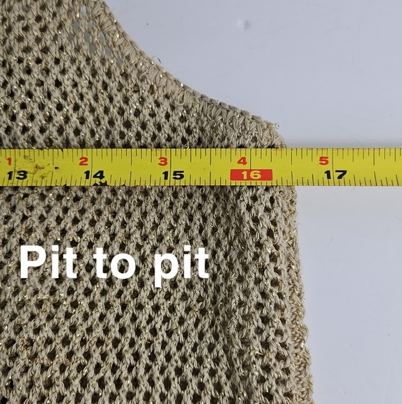 August Silk Gold Metallic Knit Tank Medium - Picture 6 of 10